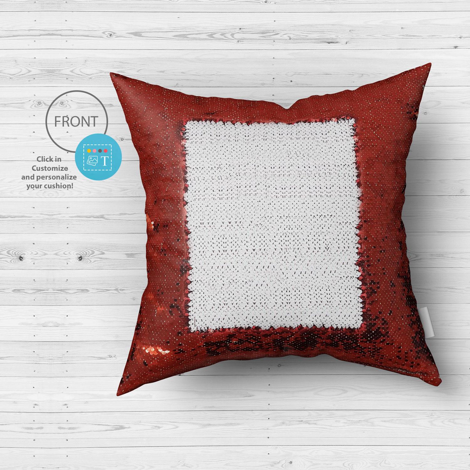 Sequin Square Cushion - Red - Image 2