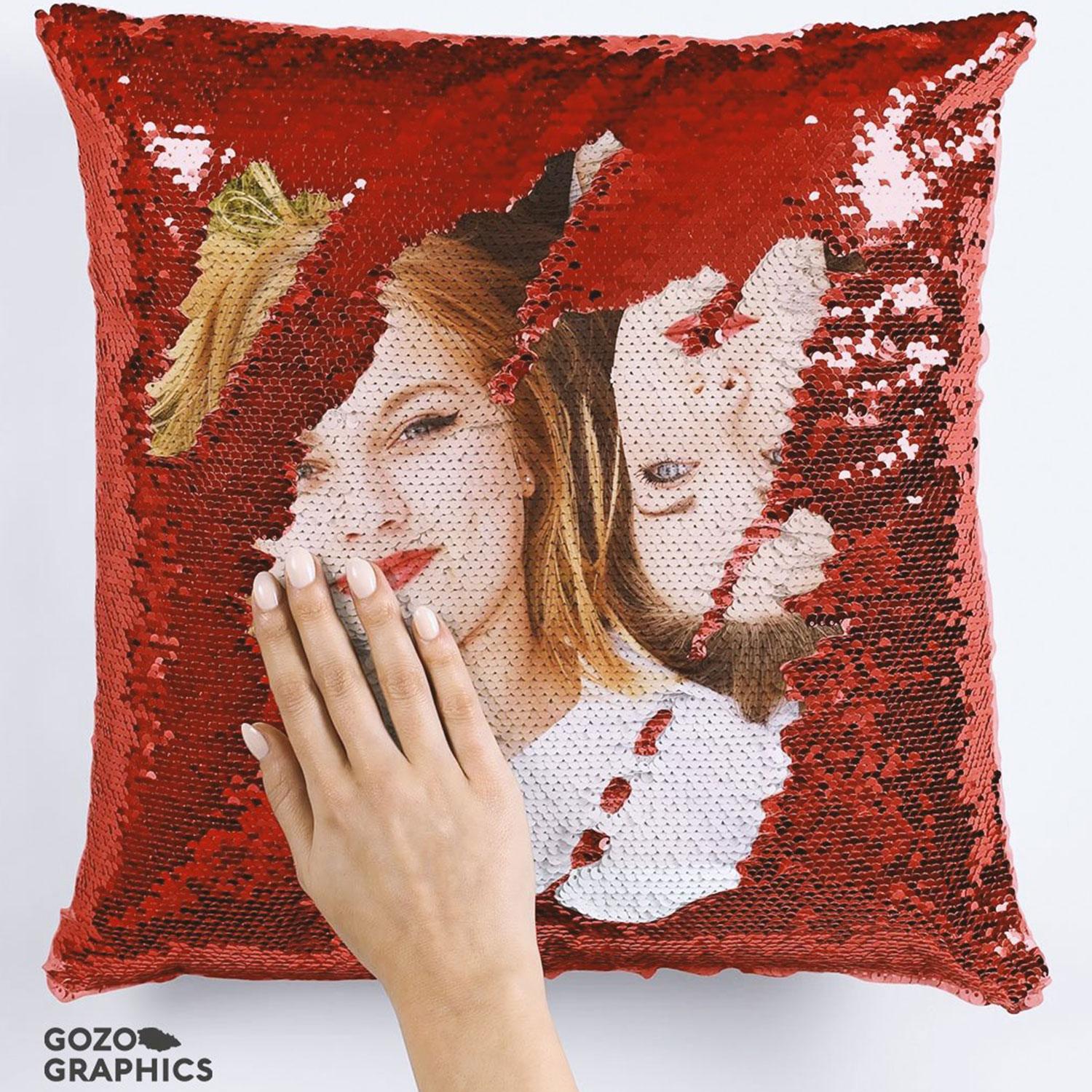 Sequin Square Cushion - Red