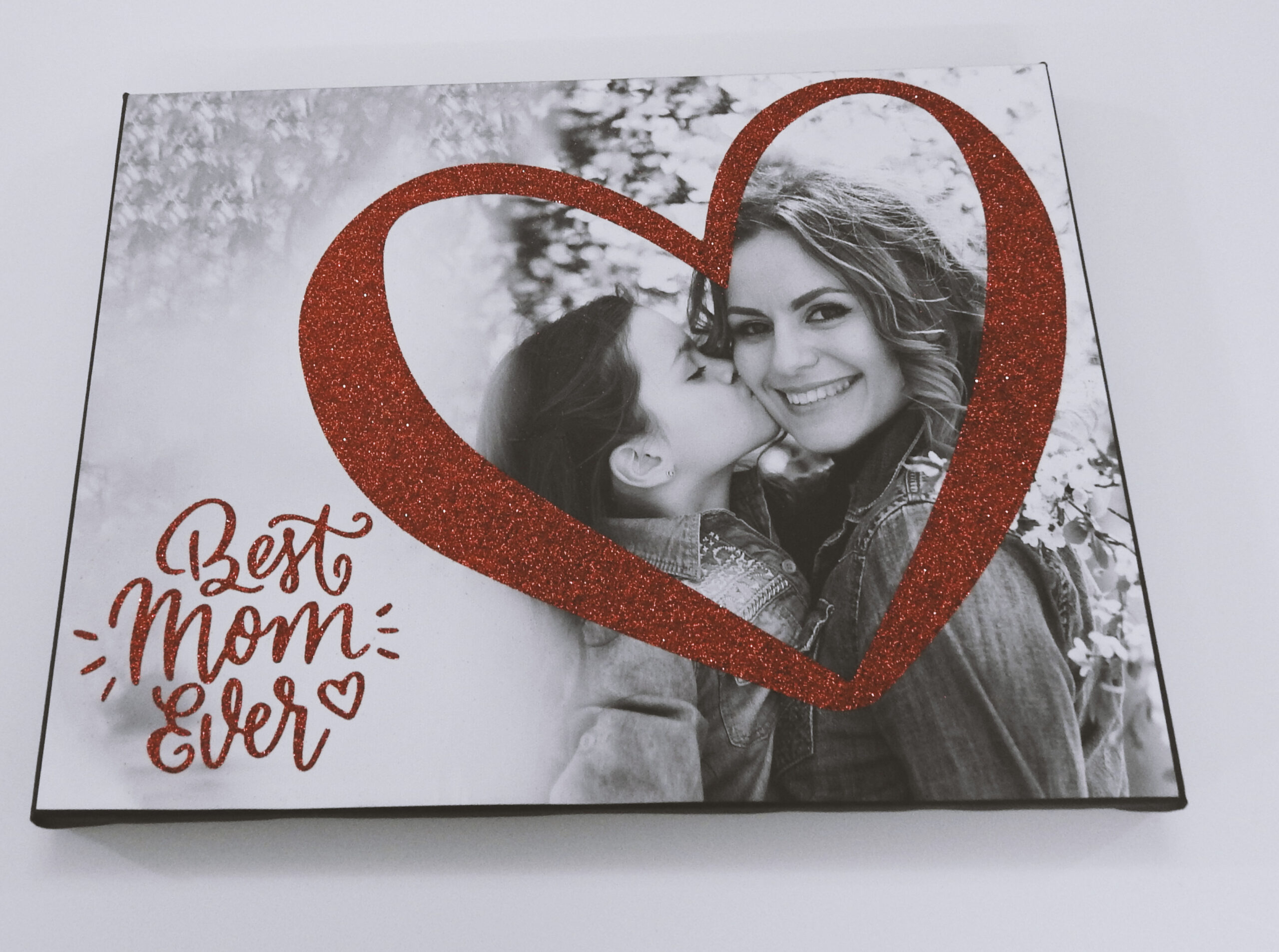 Red Glitter Heart Canvas | Best Mom Ever - Image 2