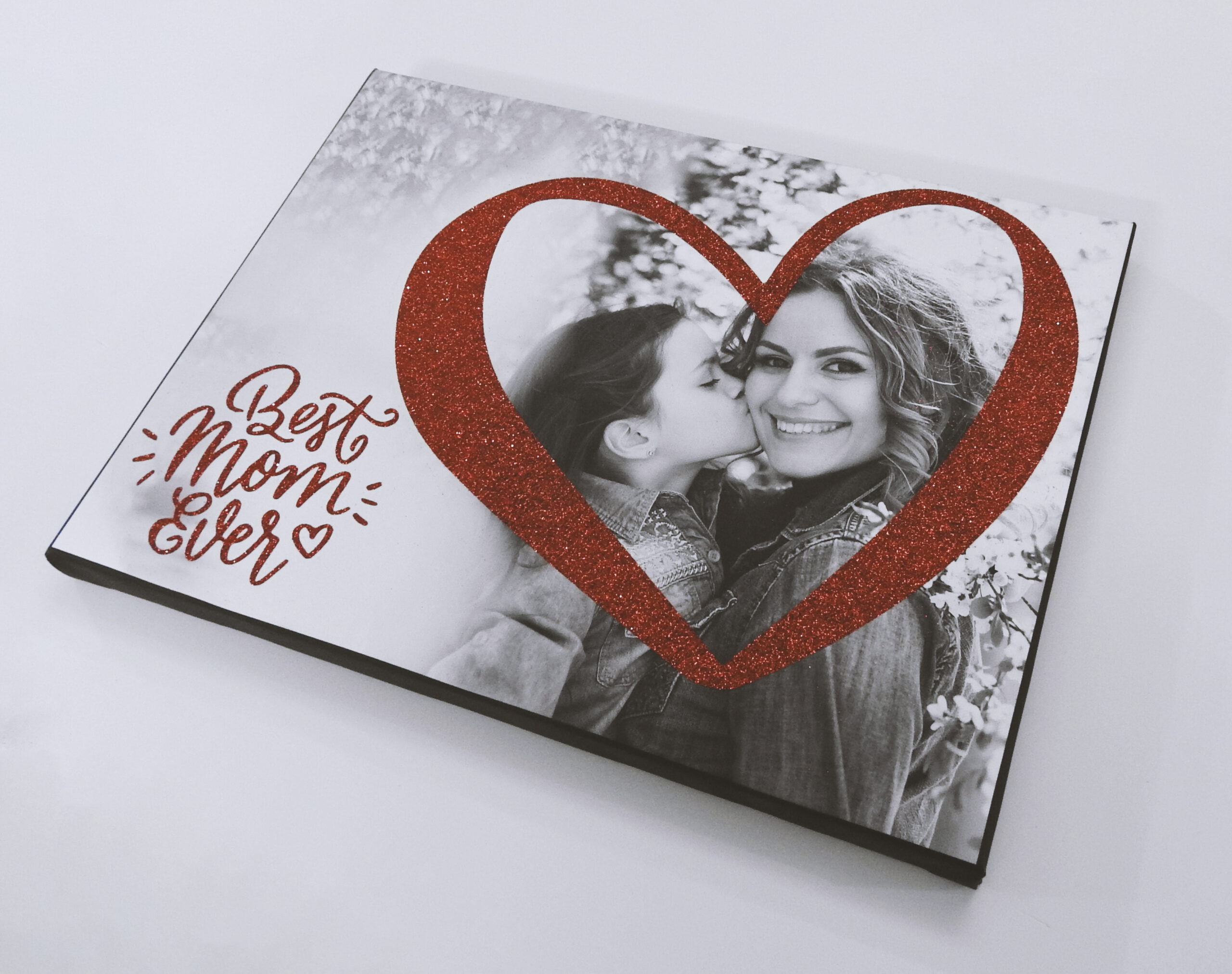 Red Glitter Heart Canvas | Best Mom Ever