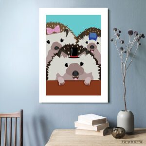 Hedgehog family - 60x45cm canvas