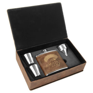 Stainless Steel Hip Flask Set - Dark Brown