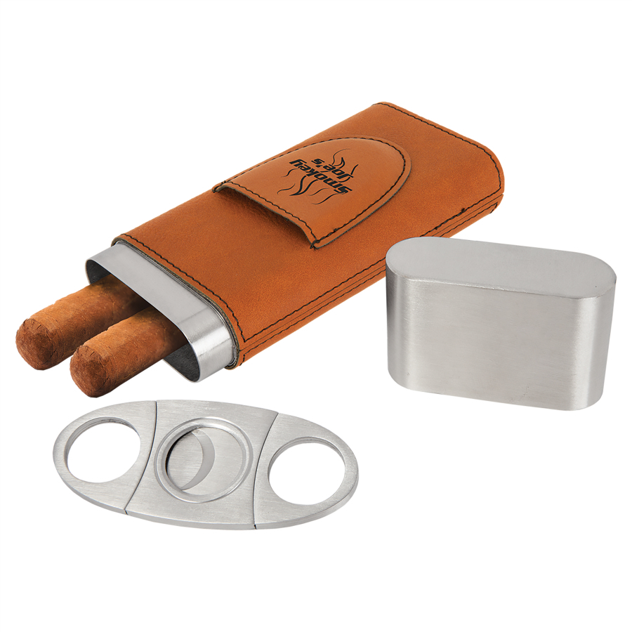 Cigar Case with Cutter - Tan Brown