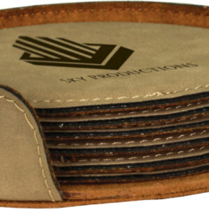 Set of 6 Coasters - Round Beige