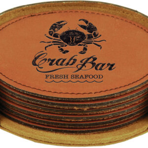 Set of 6 Coasters - Round Tan Brown