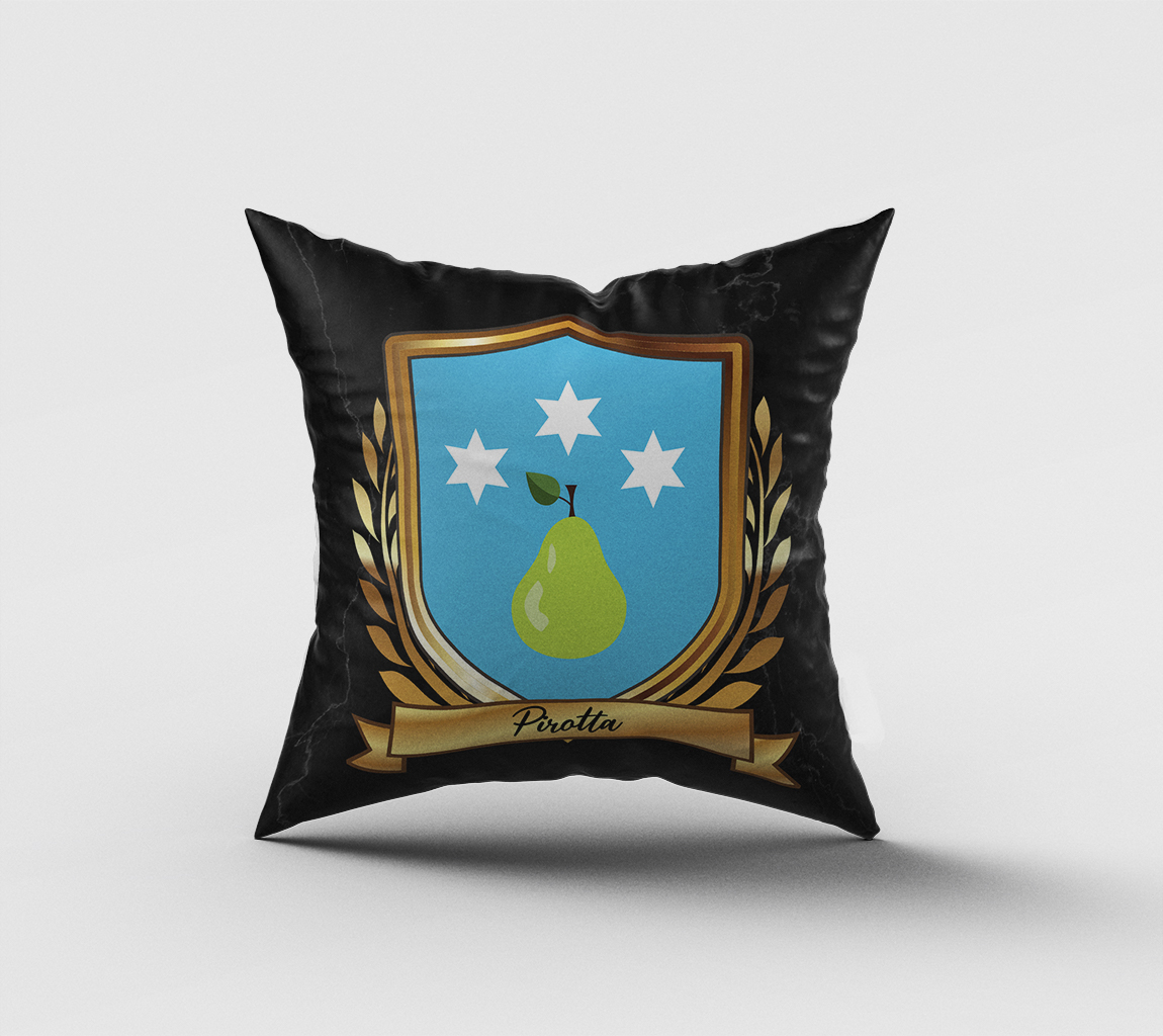 Pirotta Surname Shield Cushion