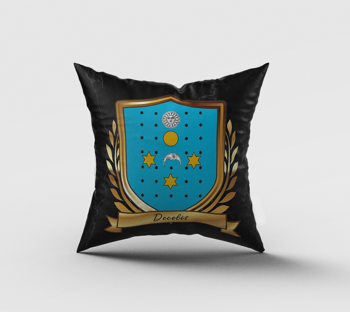 Decelis Surname Shield Cushion