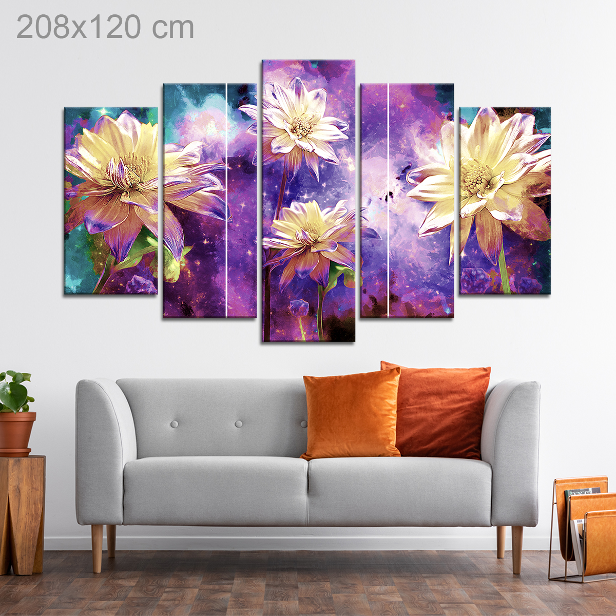White Flowers on a Galaxy Background Oil Painting