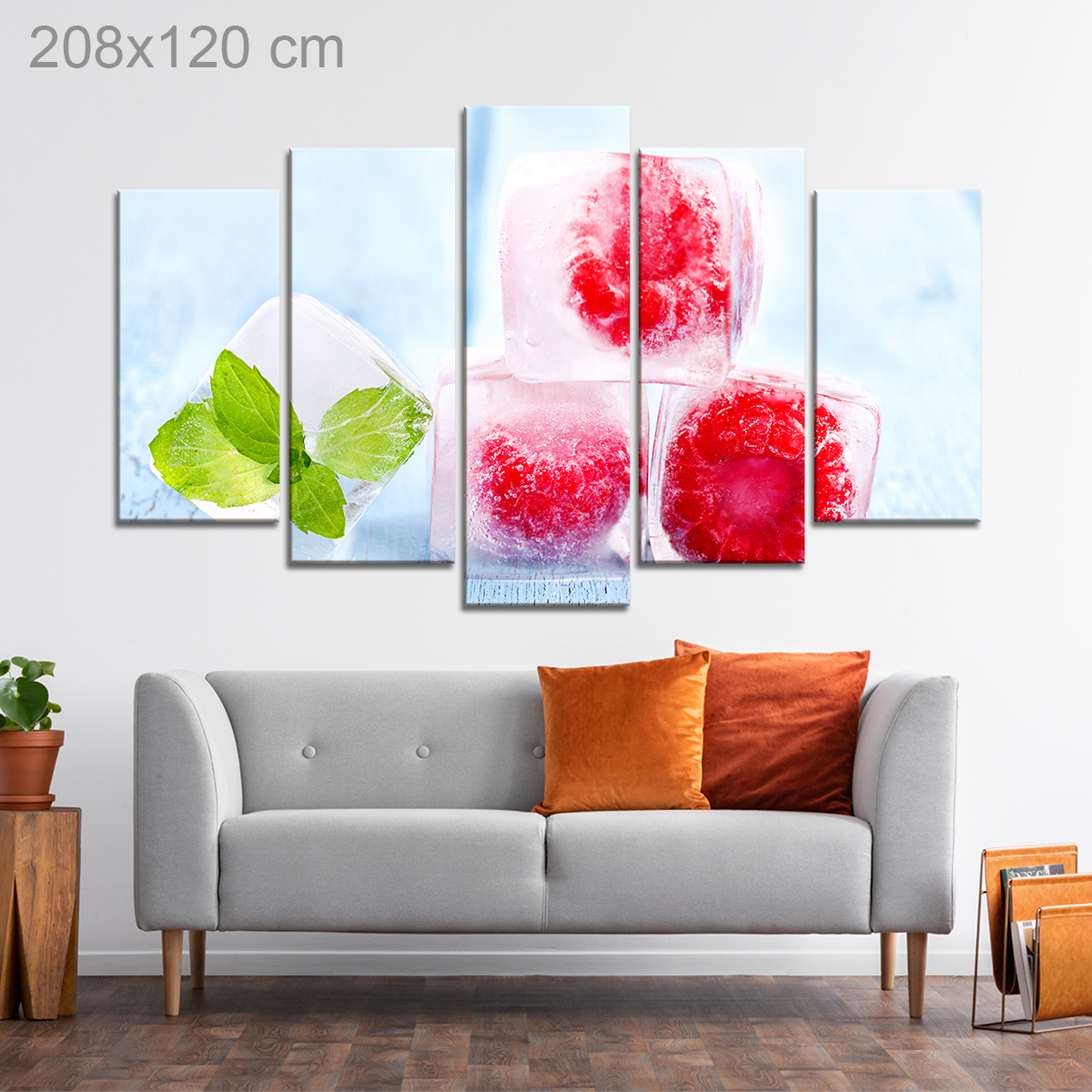 Raspberry and Mint Leaf Ice-Cubes