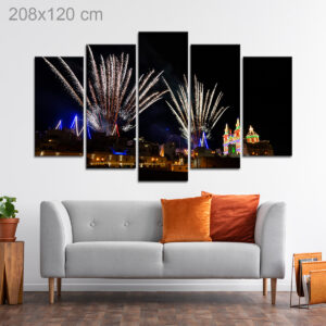 Fireworks over Parish Church in Mellieha, Malta