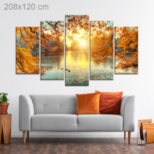 Lake in the middle of a Forest in Autumn