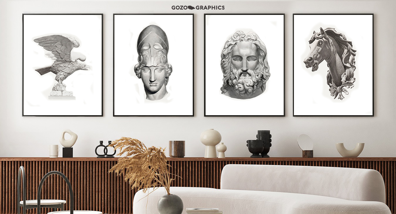 Ancient Statue Details wall art - 4 print set