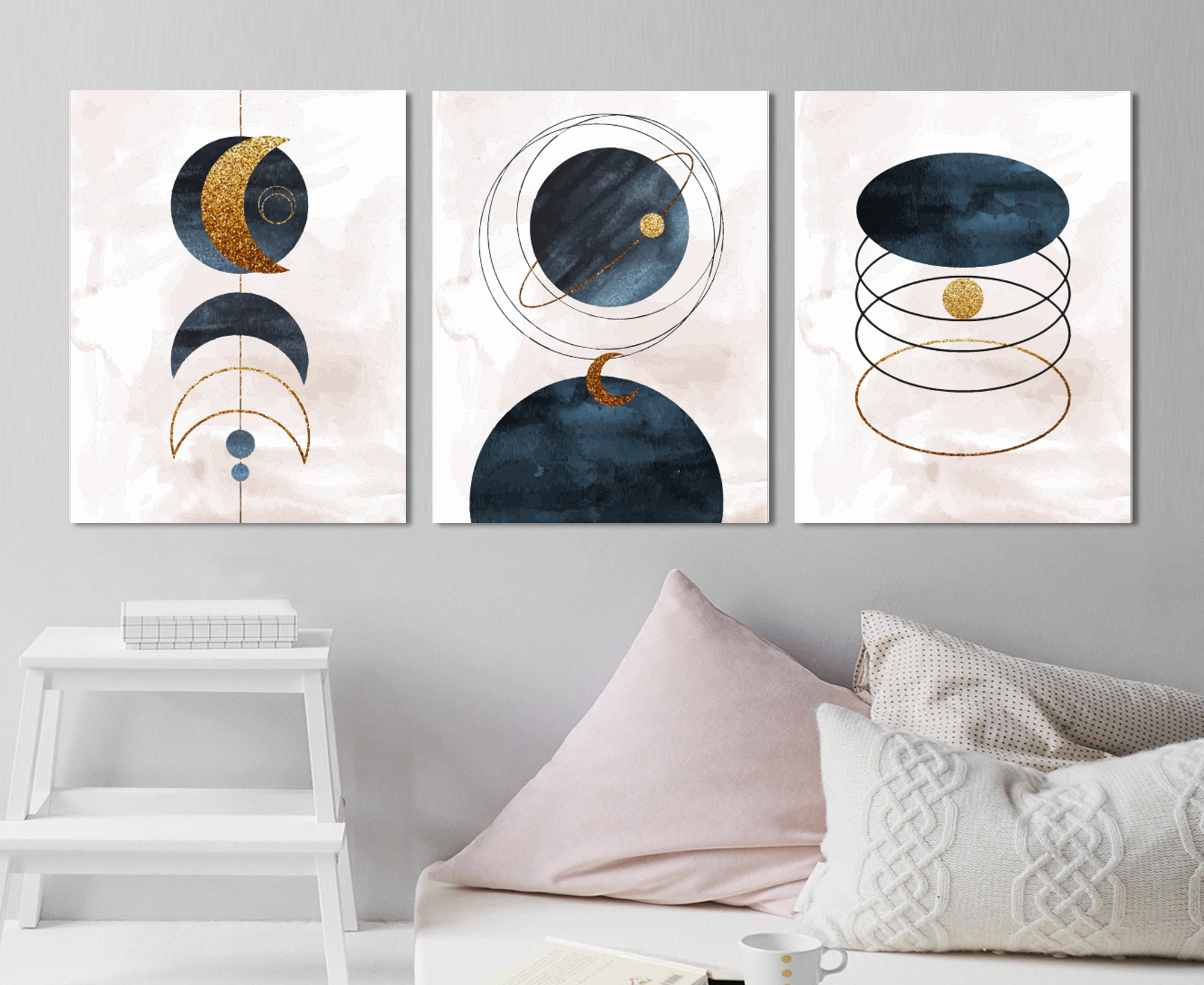 Planets Abstract wall art - 3 print set
