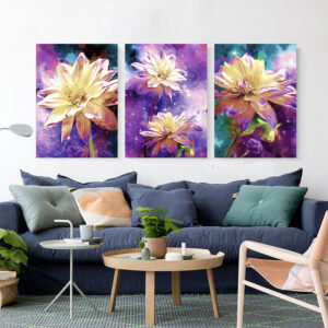 Galaxy White Flowers wall art - 3 print set
