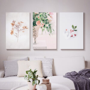 Pink Flowers wall art - 3 print set