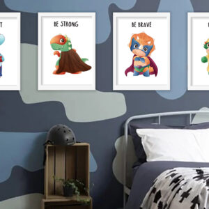 Dinosaur Superheros wall art - 4 print set