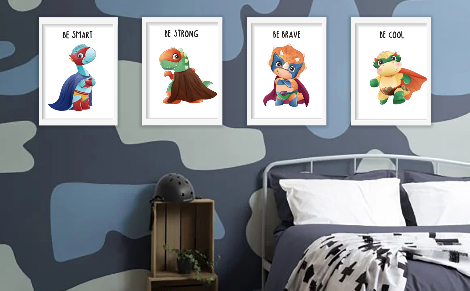 Dinosaur Superheros wall art - 4 print set