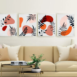 Leaves Abstract wall art - 4 print set