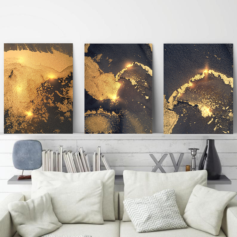 Dark and Shiny Abstract Pattern wall art - 3 print set