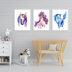 Majestic Pony and Unicorn wall art - 3 print set