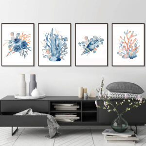 Coral Reef Pieces wall art - 4 print set