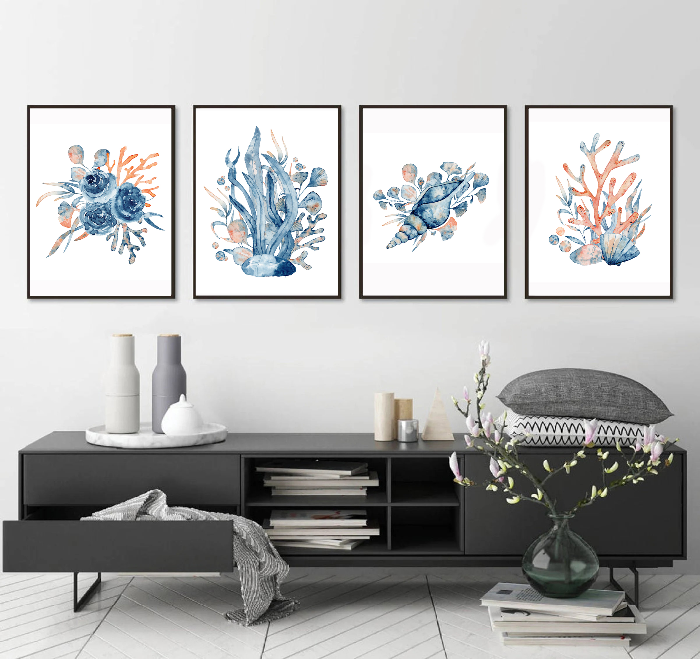 Coral Reef Pieces wall art - 4 print set