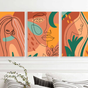 Linear Abstract Portrait wall art - 3 print set