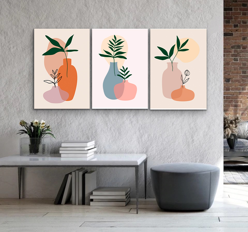 Plants in Vases 2 wall art - 3 print set