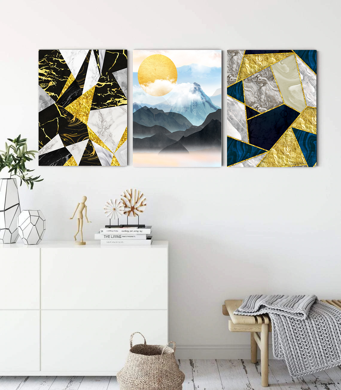 Patterns and Mountain View wall art - 3 print set