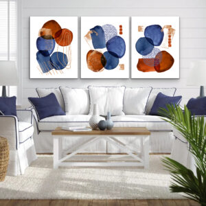 Shapes and Water Color Abstract wall art - 3 print set