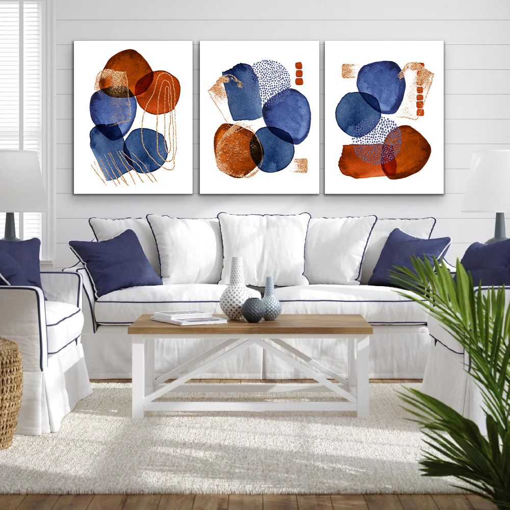 Shapes and Water Color Abstract wall art - 3 print set