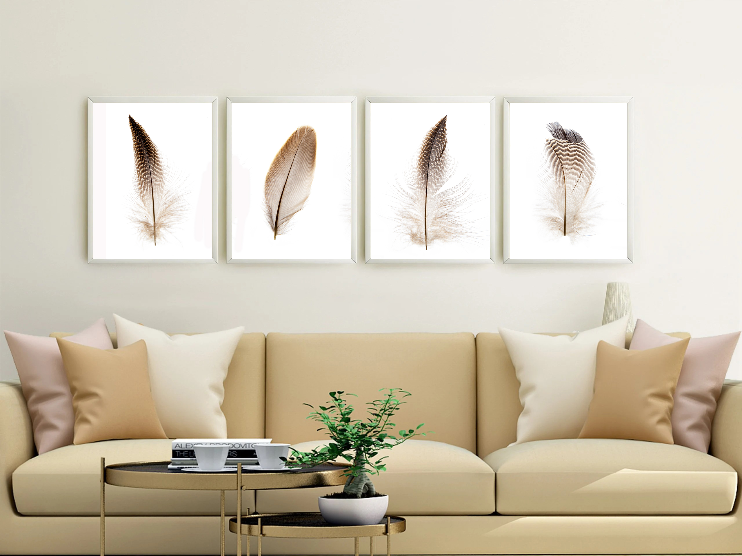 Feather wall art - 4 print set