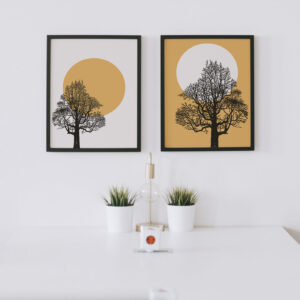 Abstract Sunrise and Sunset wall art - 2 print set