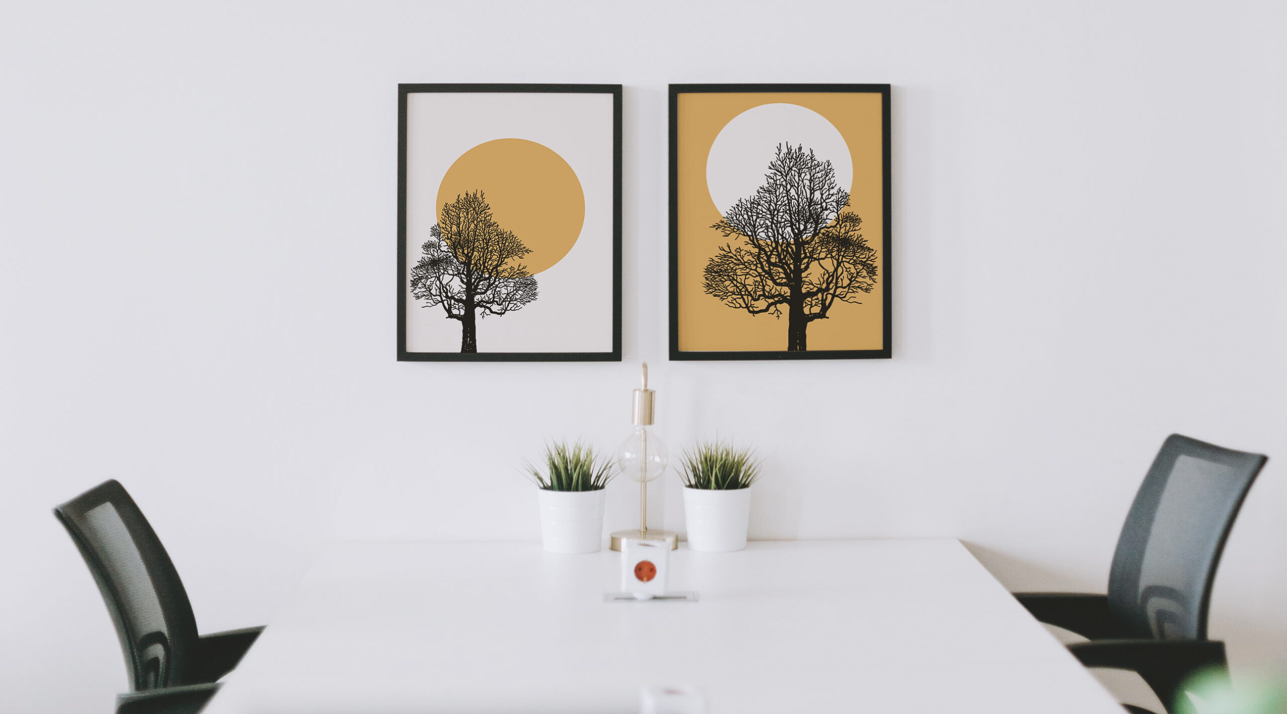 Abstract Sunrise and Sunset wall art - 2 print set
