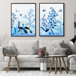 Peacock wall art - 2 print set