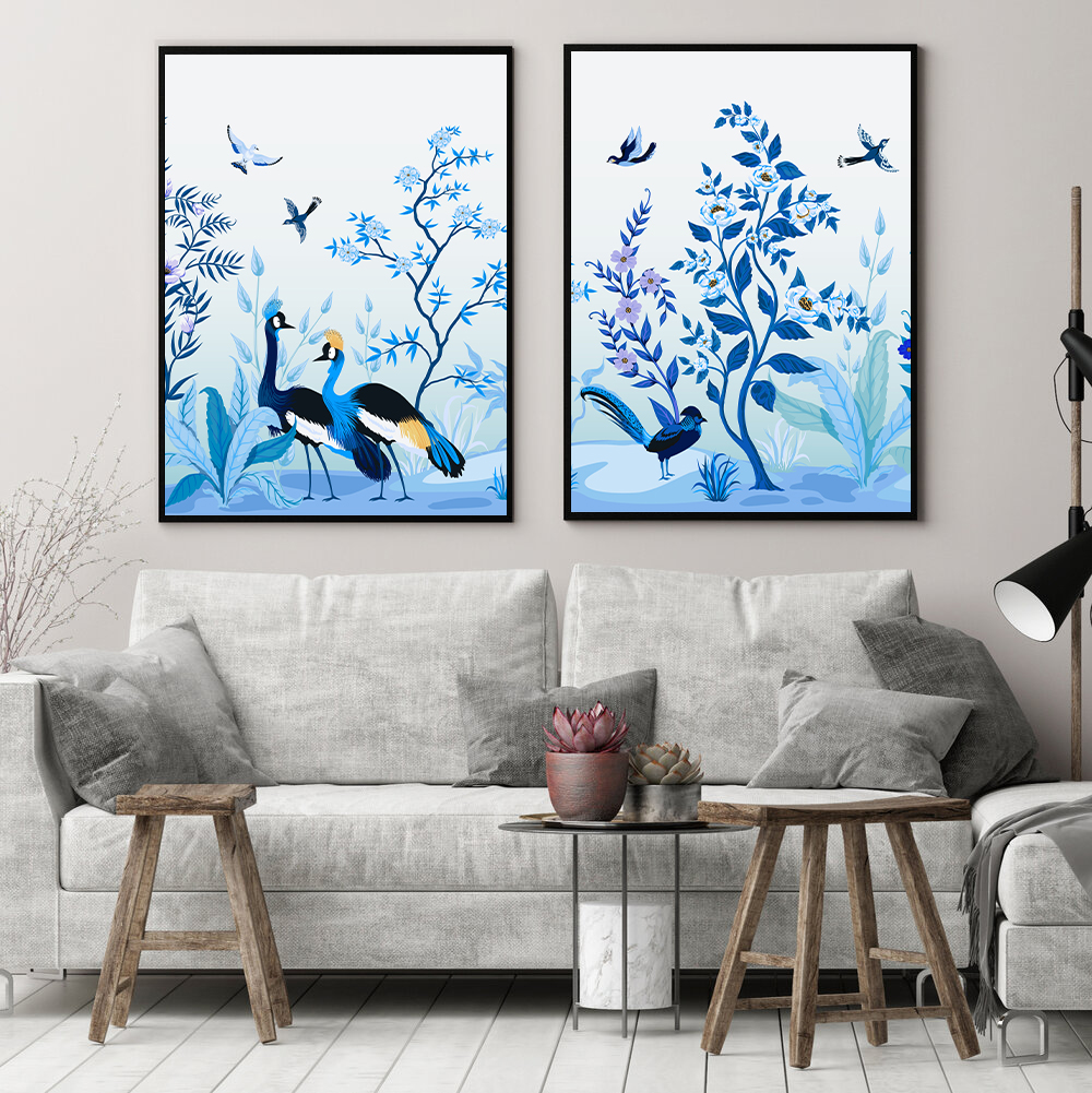 Peacock wall art - 2 print set