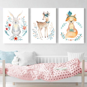 Cute Forest Animals wall art - 3 print set