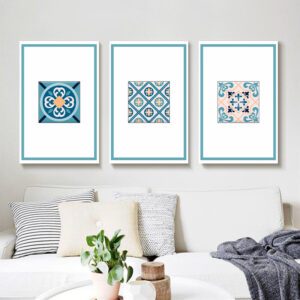 Blue Themed Tiles wall art - 3 print set