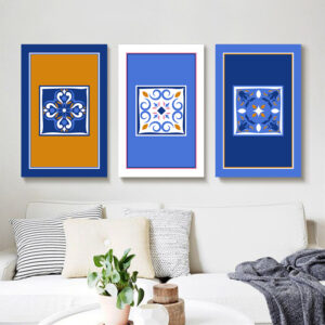 Blue and Yellow Tiles wall art - 3 print set