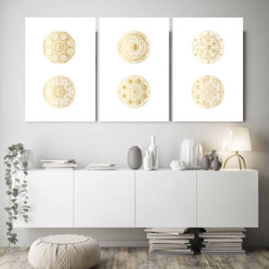 Gold Mandala wall art - 3 print set