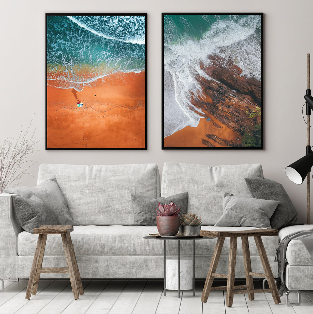 Sandy Shore Beach wall art - 2 print set