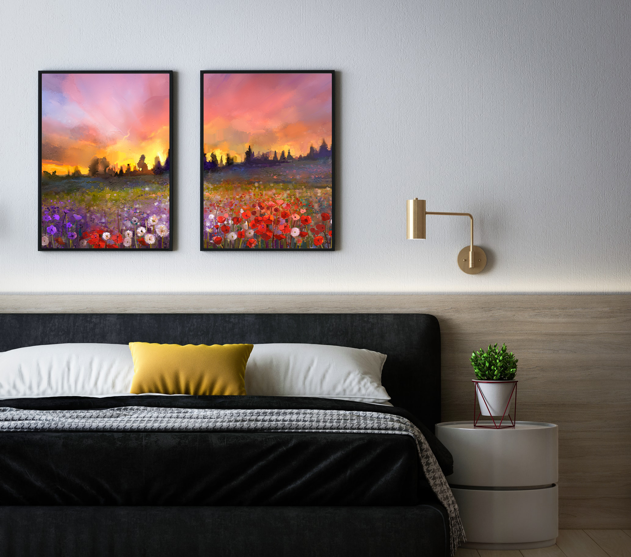 Flower Field wall art - 2 print set