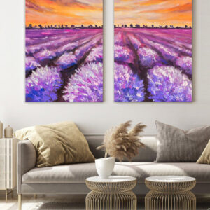 Purple Flower Field wall art - 2 print set