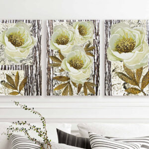 White Flower Print wall art - 3 print set