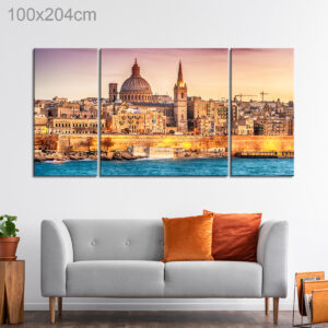 Skyline of Marsans Harbor in Valletta, Malta