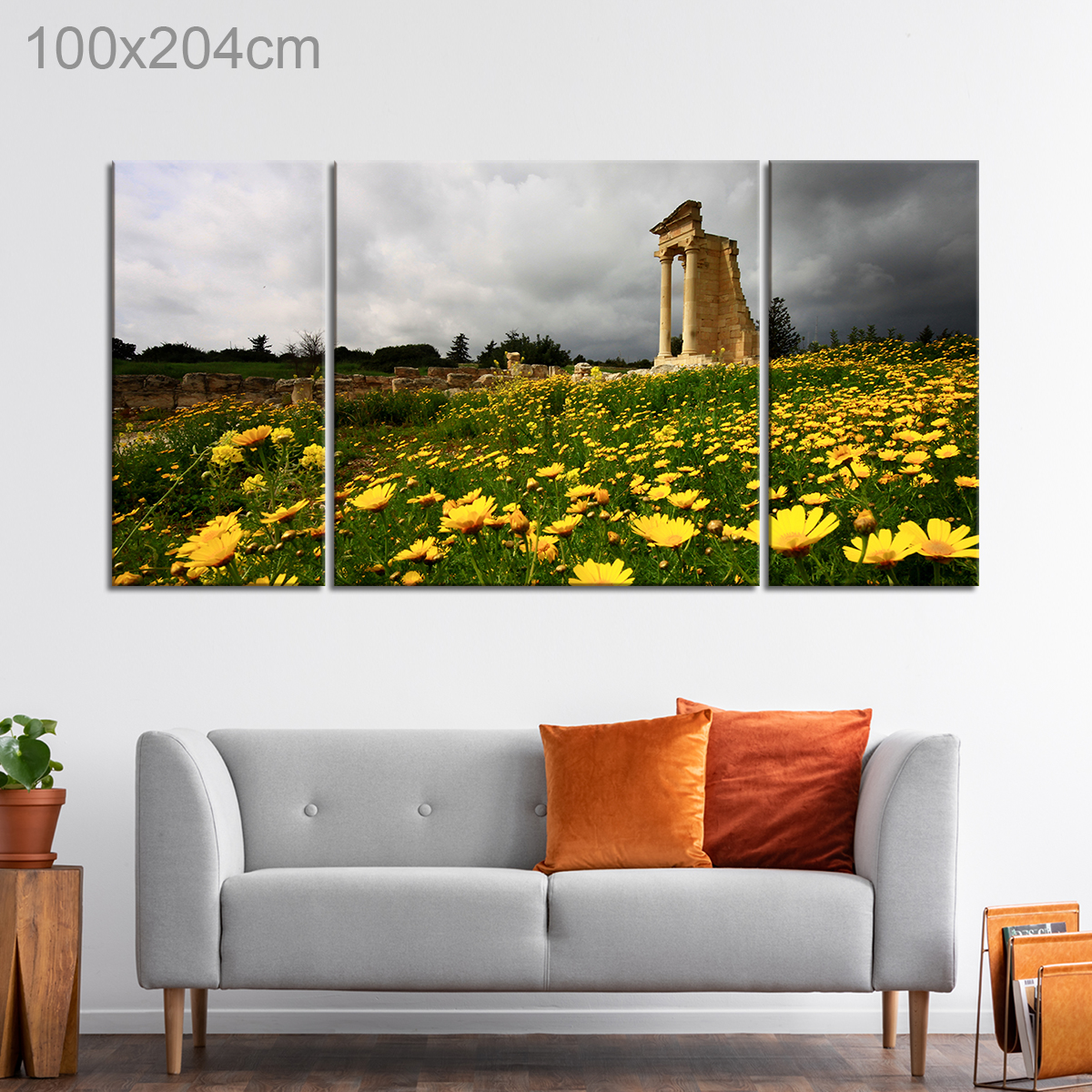 Ruins in Yellow Flower Field