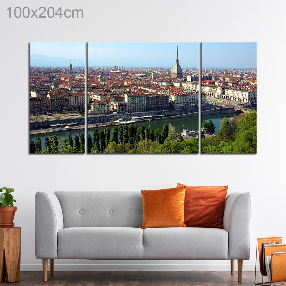 Po river and Mole Antonelliana Tower in Turin, Italy