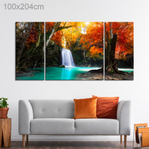 Waterfall in a Forest in Autumn