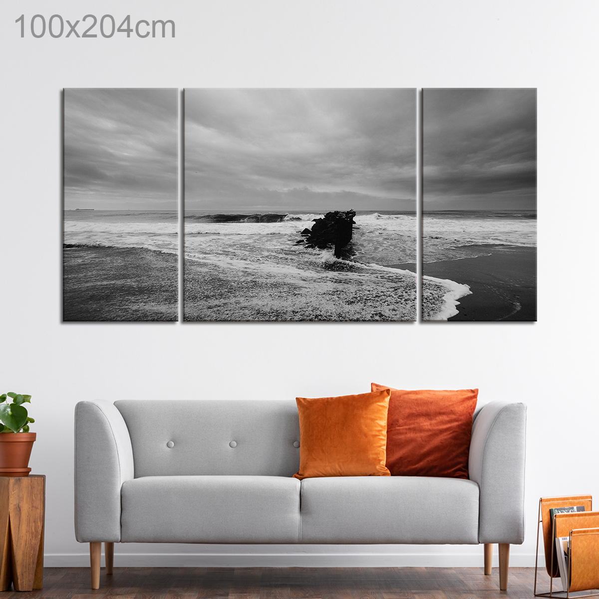 Black and White Stormy Beach