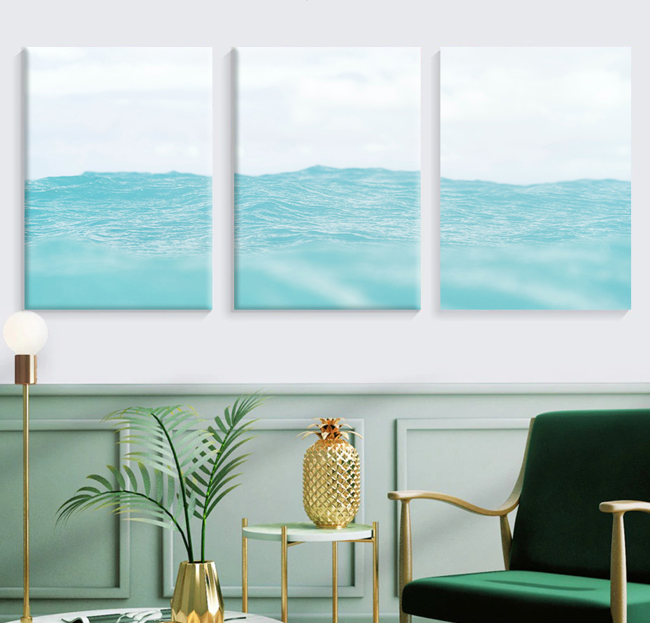 Blue Wave wall art - 3 print set